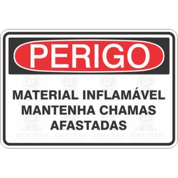 Material inflamável mantenhas chamas afastadas 